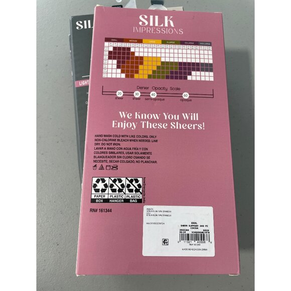 Silk Impressions Pantyhose Size XXXL Light Support Sheer Cocoa 20 Denier NEW - Picture 4 of 6